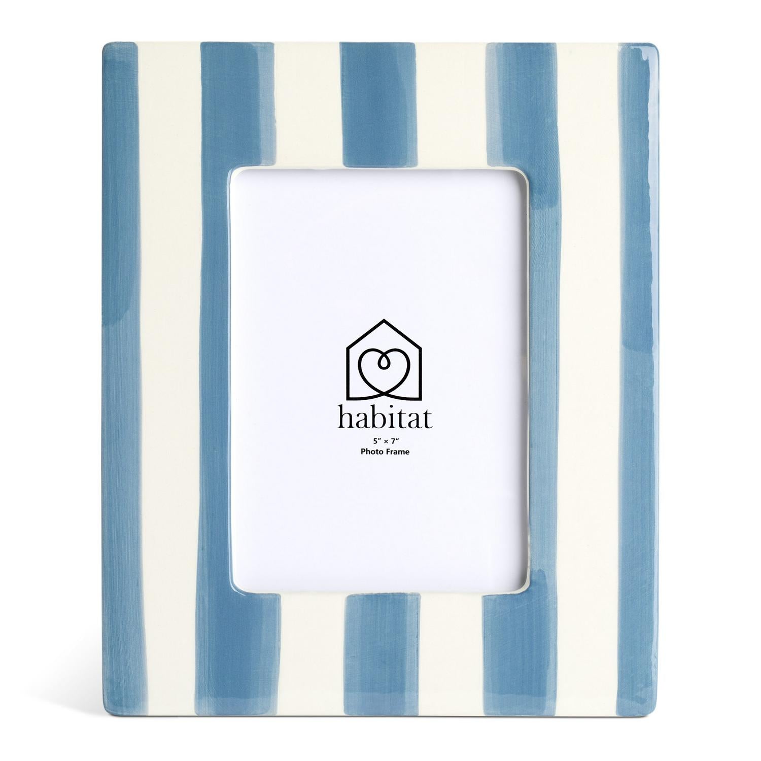 Habitat Ceramic Stripe Photo Frame Blue, UK version