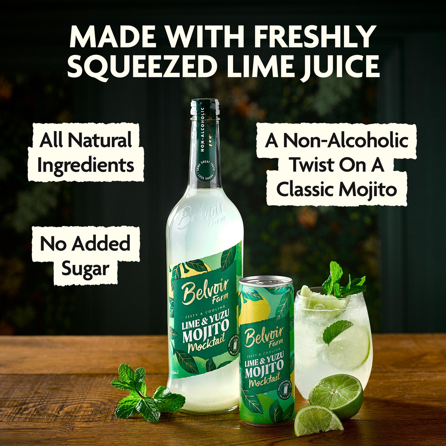 Belvoir Farm non alcoholic lime yuzu mojito 250ml - British product