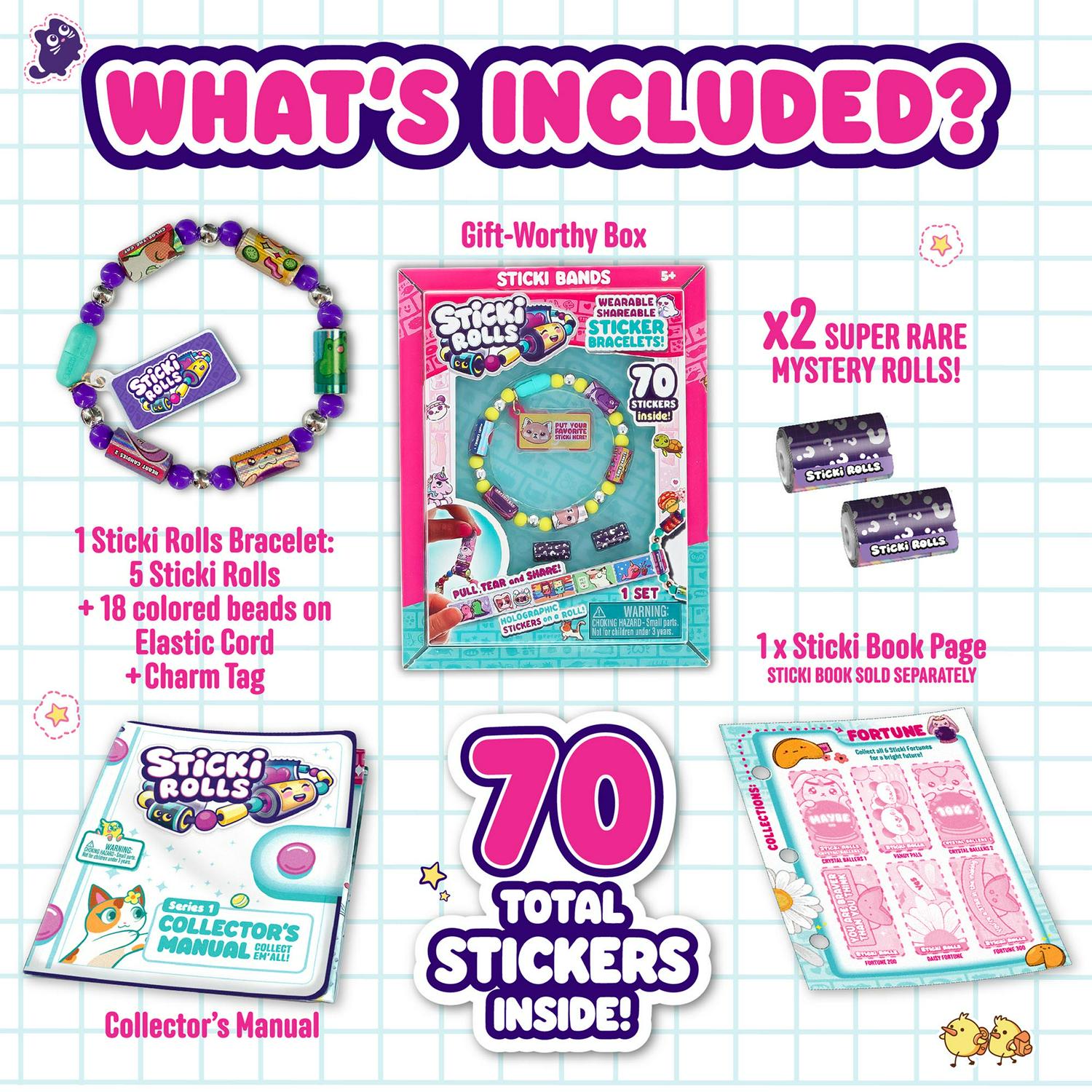 Sticki Bands sticker roll bracelets Kawaii 5 pack (British brand)