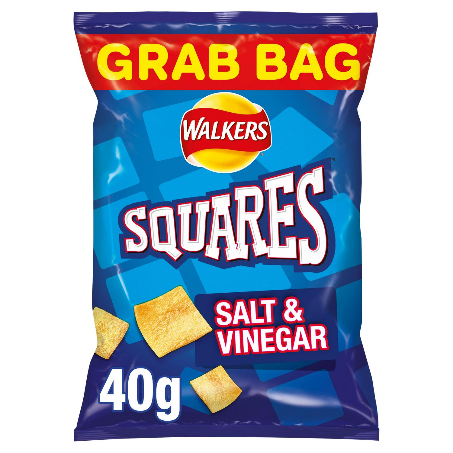 Walkers Squares Salt & Vinegar crisps 40g (British brand)