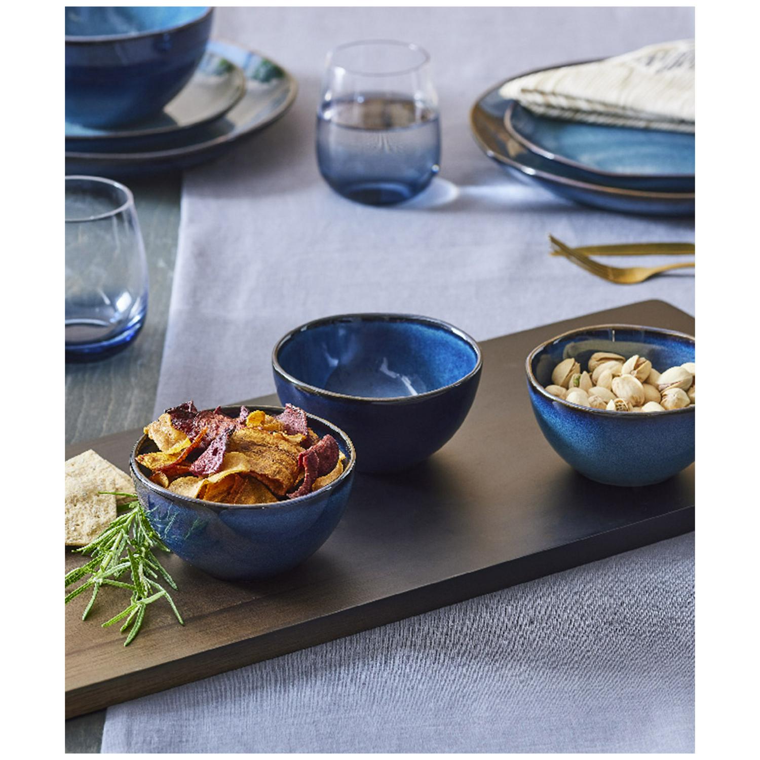 Habitat Reactive Nibble Bowl Navy Glazed Stoneware, UK version