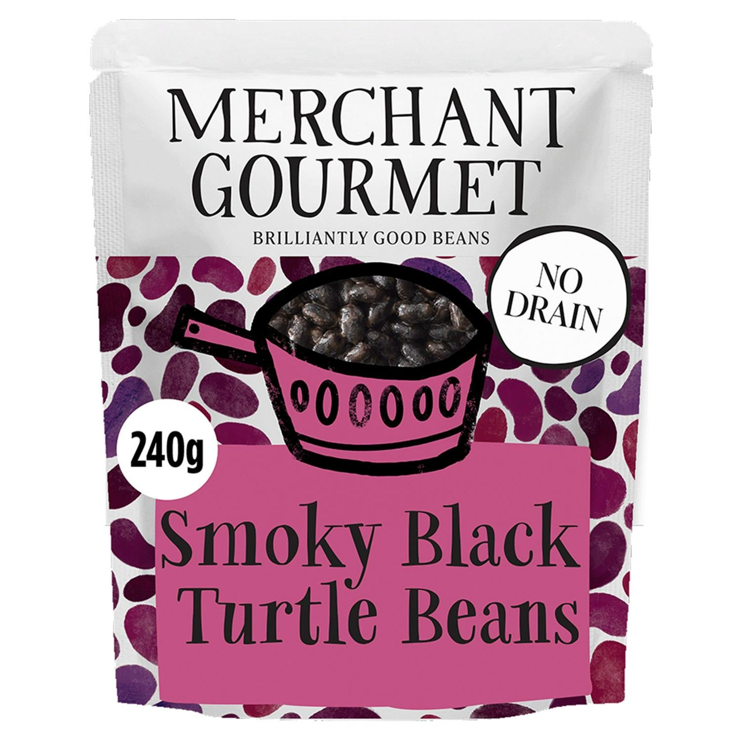Merchant Gourmet Smoky Black Turtle Beans 240g, imported from the UK