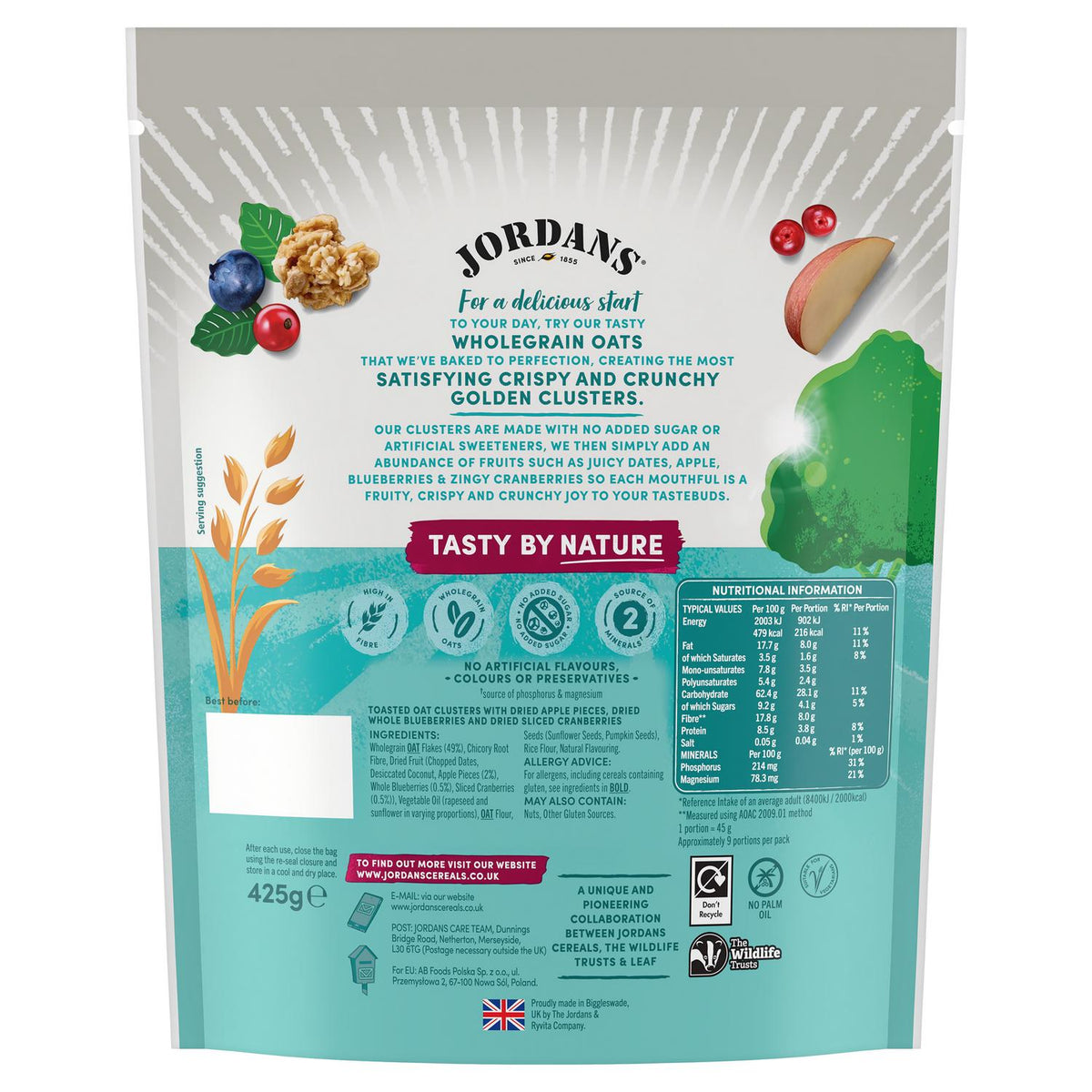 Jordans No Added Sugar Apple & Berry Granola Breakfast Cereal 425g