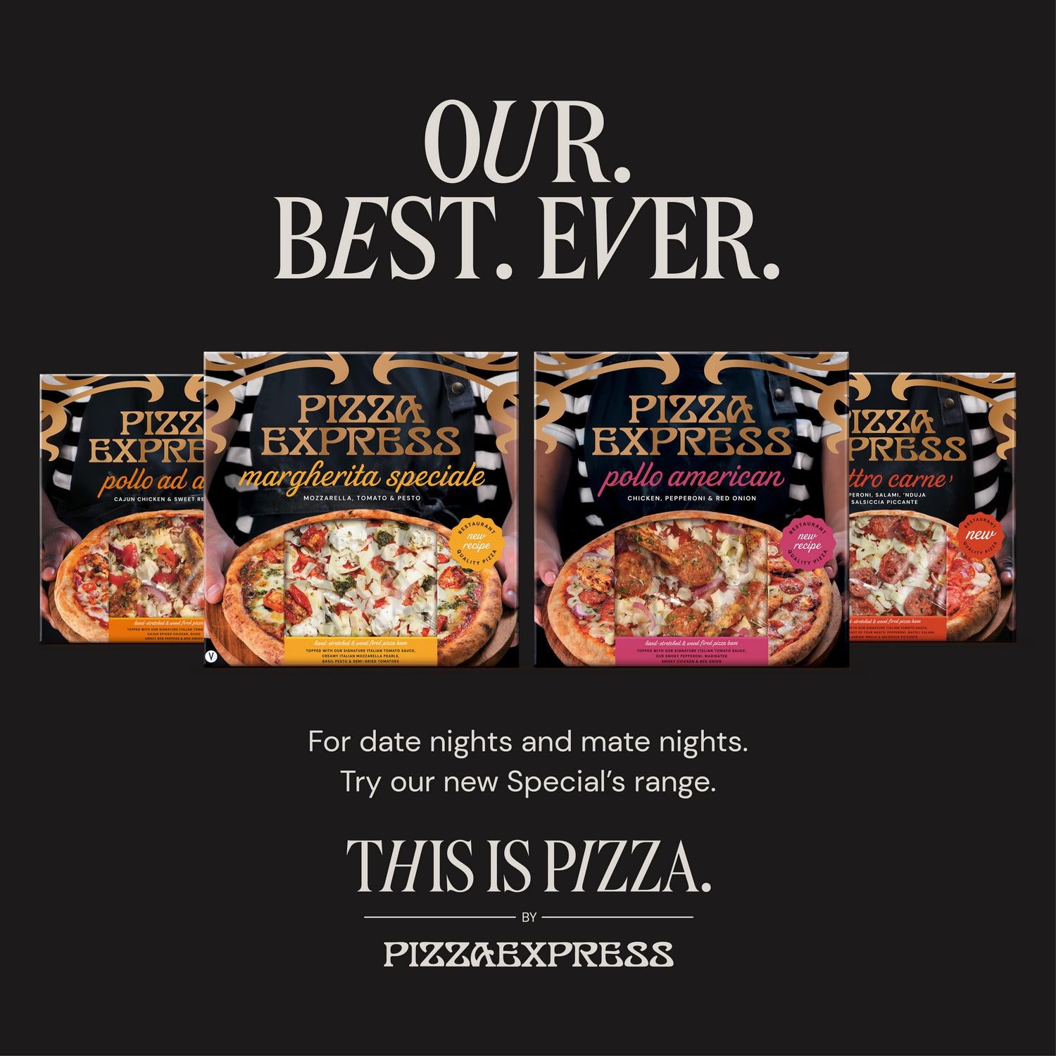 Pizza Express Quattro Carne Pizza 395g, imported from the UK