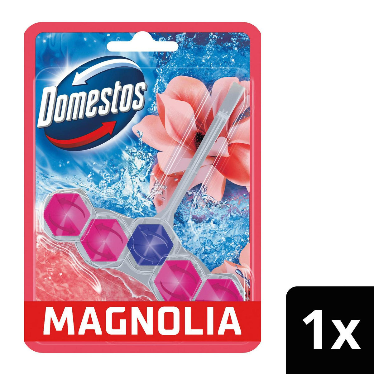 Domestos Power 5 Pink Magnolia Toilet Freshener Rim Block Cleaner 50g