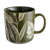 Habitat floral mug green ceramic stoneware cup 390ml capacity, UK version