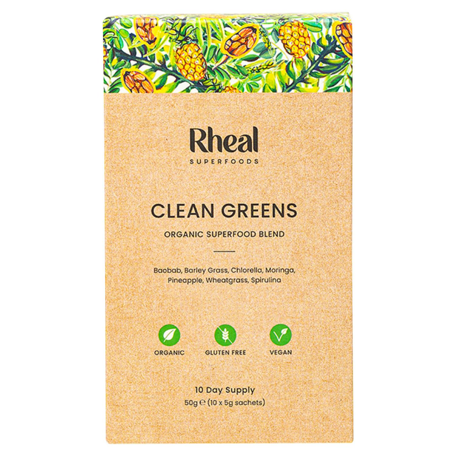 Rheal Clean Greens powder 10 x 5g sachets imported from the UK
