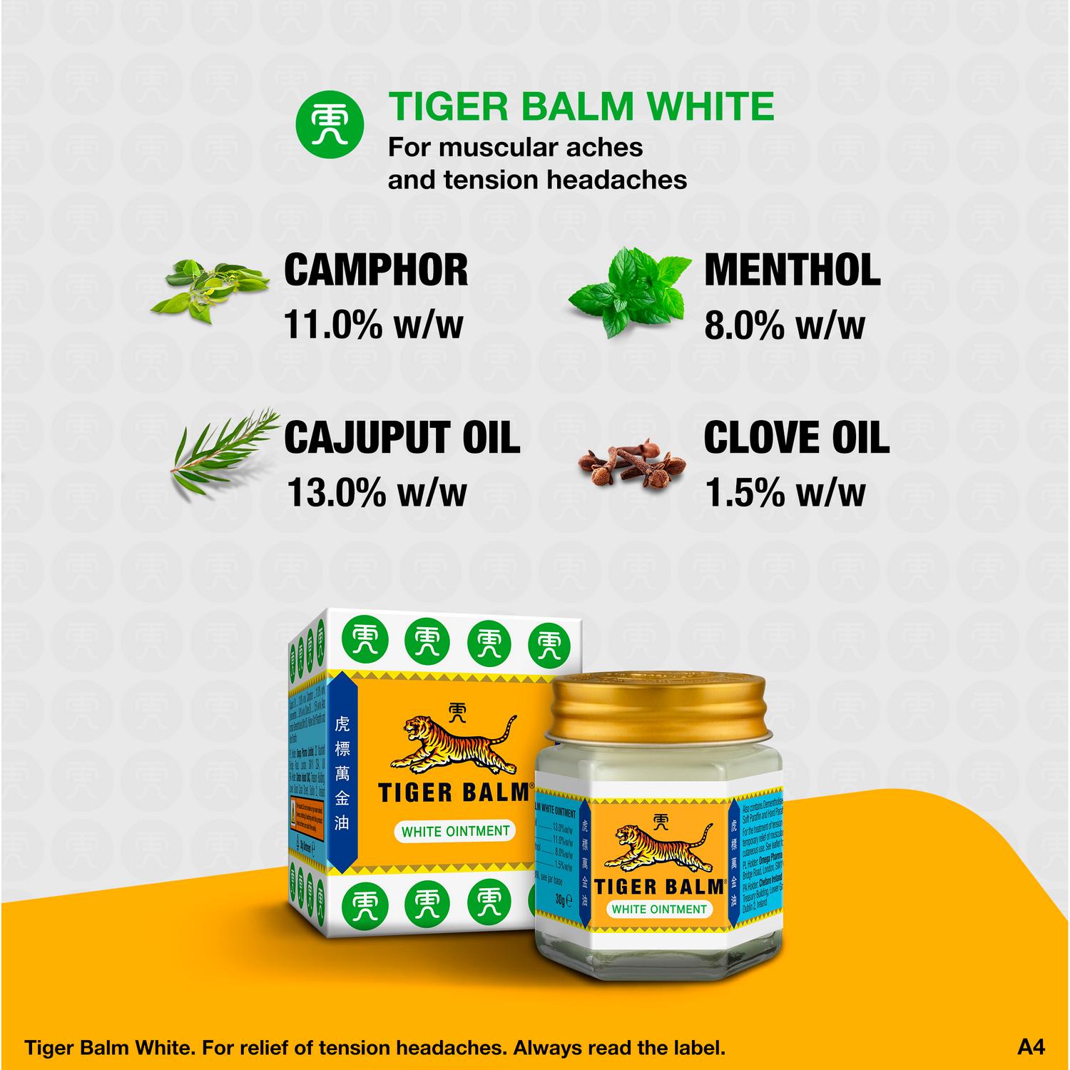 Tiger Balm White Ointment for muscle pain 30g (British brand)