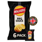 Walkers BBQ Sauce potato crisps multipack 6 x 25g (British brand)