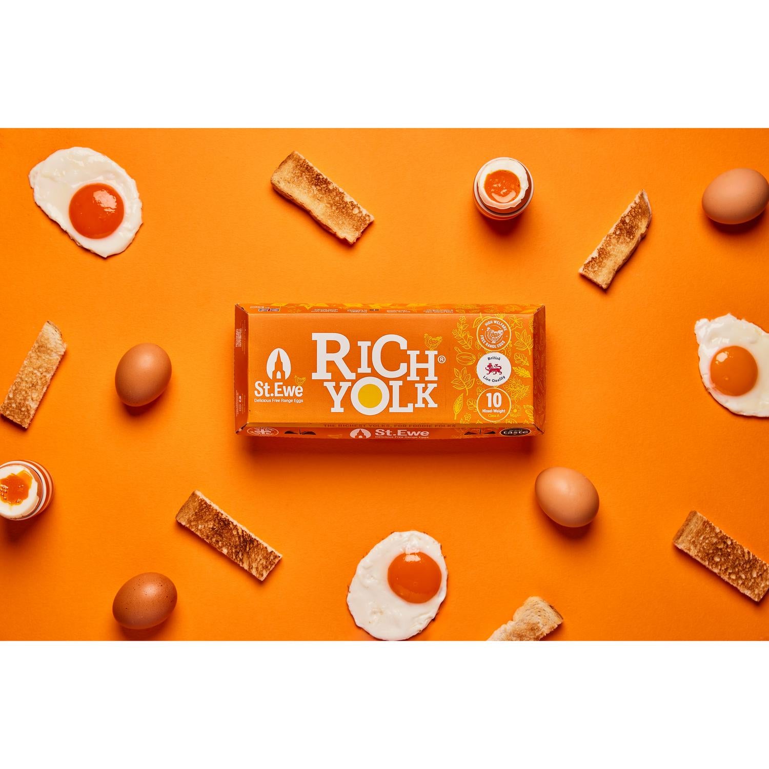 St. Ewe rich yolk free range eggs x10 (British brand)