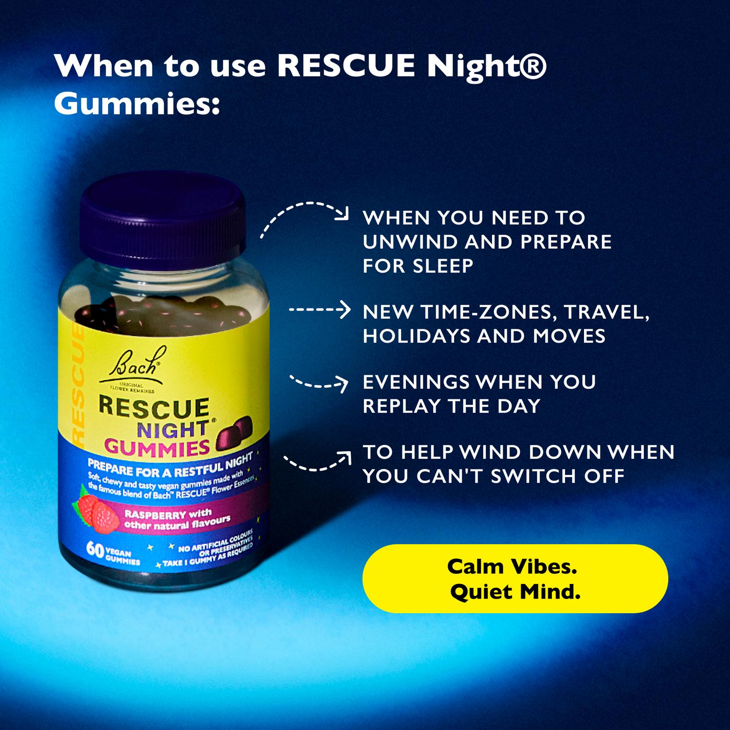 Bach Rescue Night Raspberry Gummies 60 pack - British product