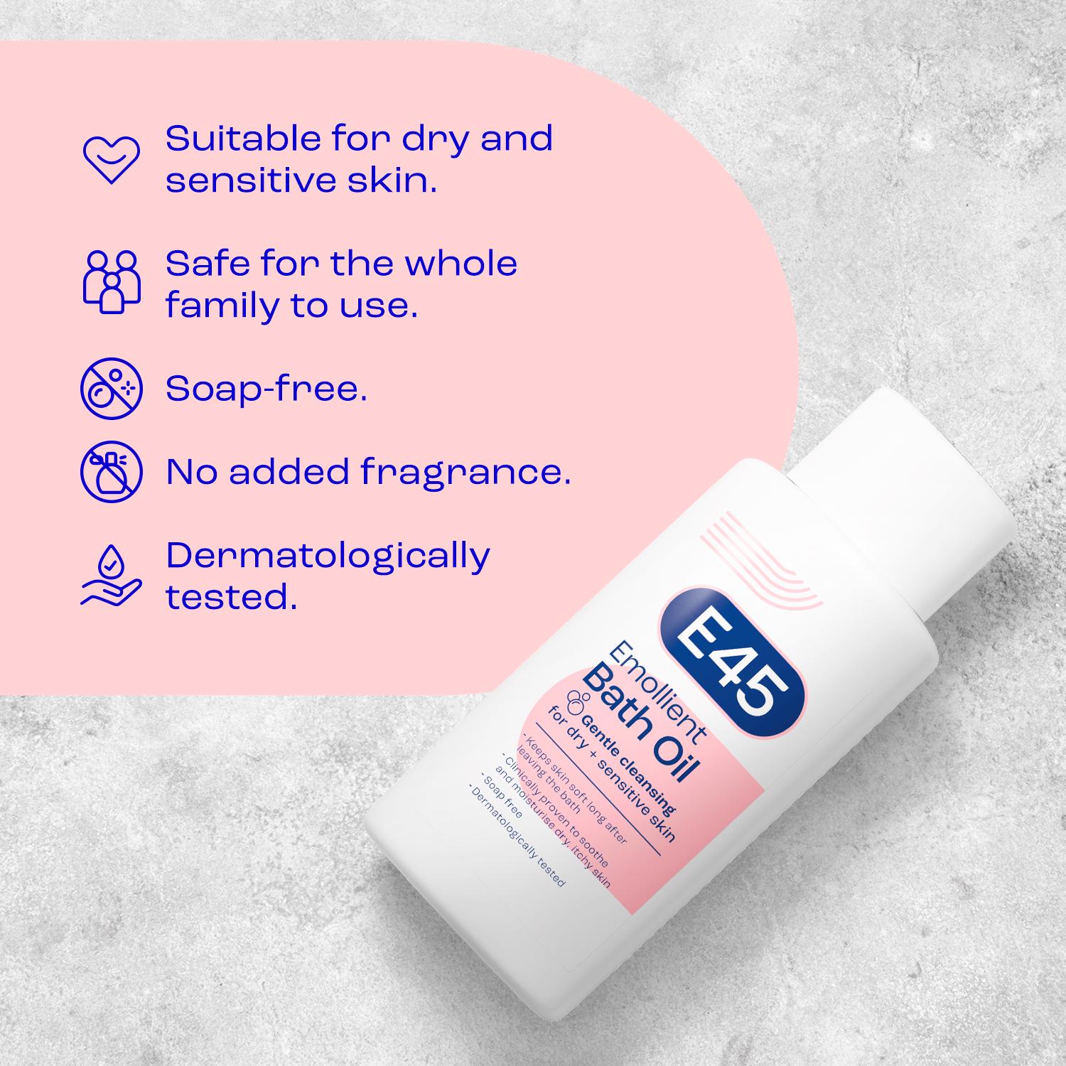 E45 emollient bath oil 500ml (British brand)