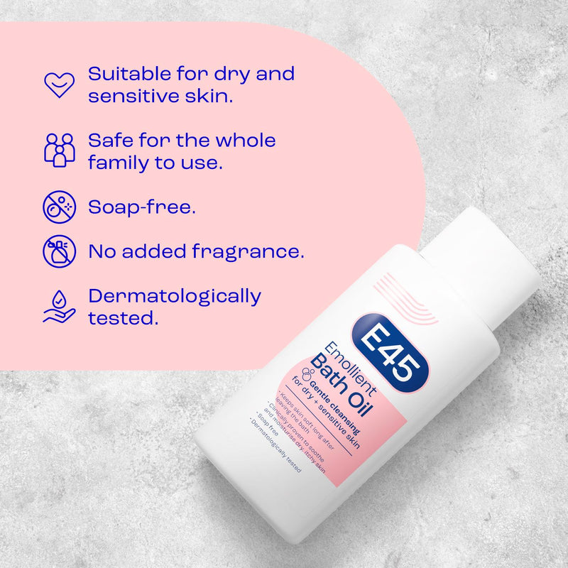 E45 emollient bath oil 500ml (British brand)