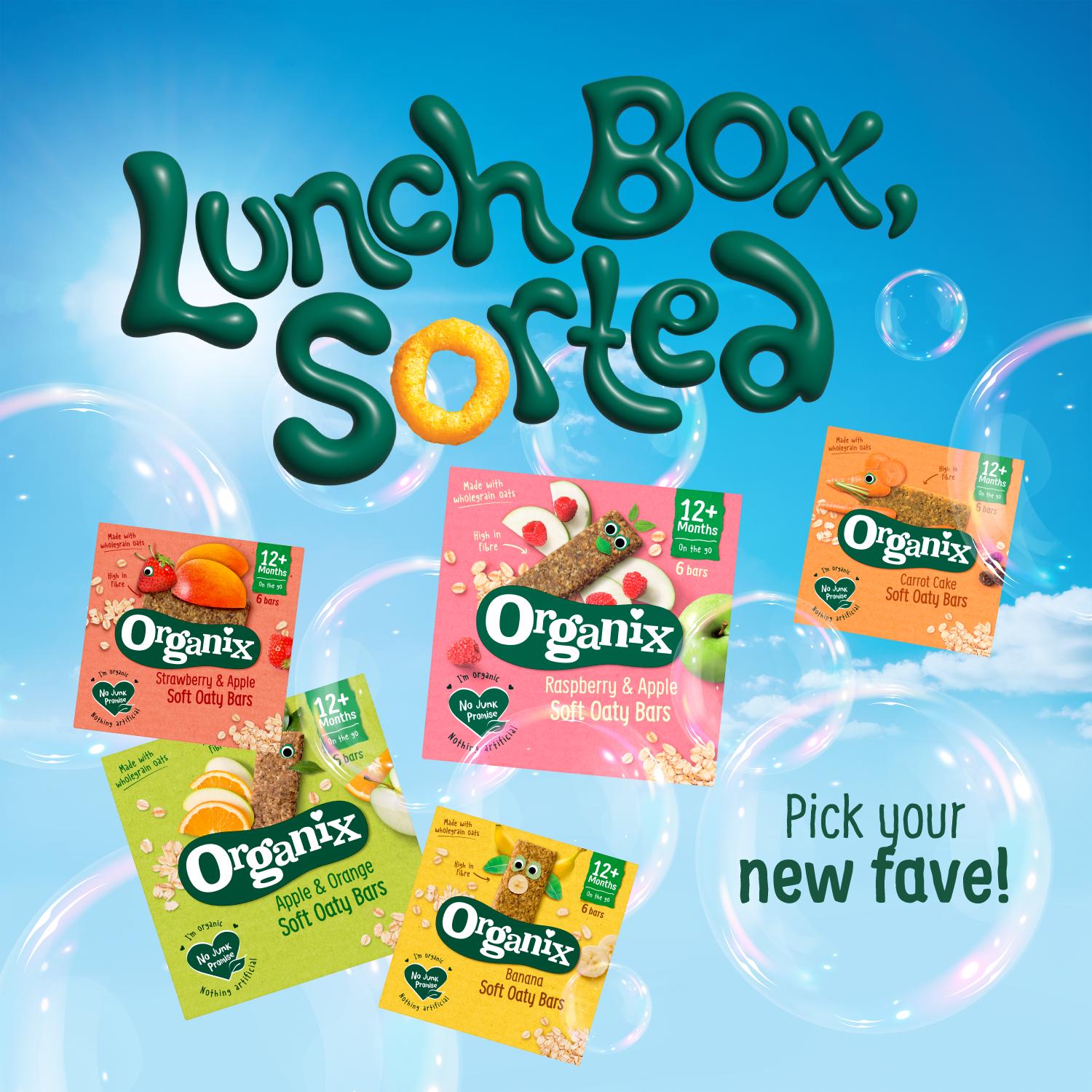 Organix mini oaty bites raspberry apple orange 110g (British brand)