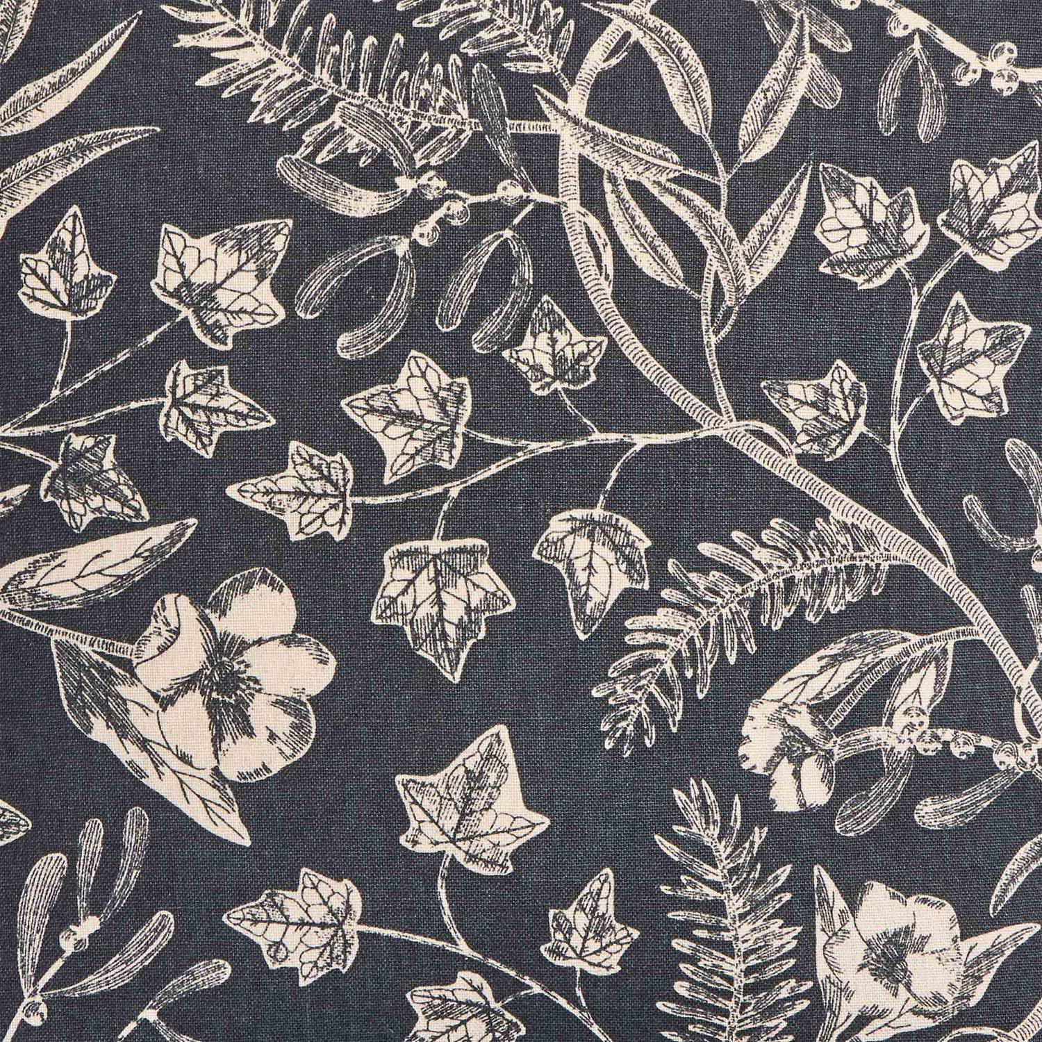 Habitat mono printed winter floral cushion navy 43cm, imported from the UK