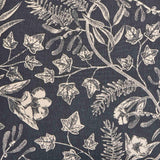 Habitat mono printed winter floral cushion navy 43cm, imported from the UK