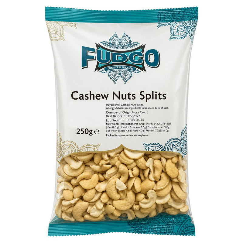 Fudco Split Cashew Nuts 250g pack - British product