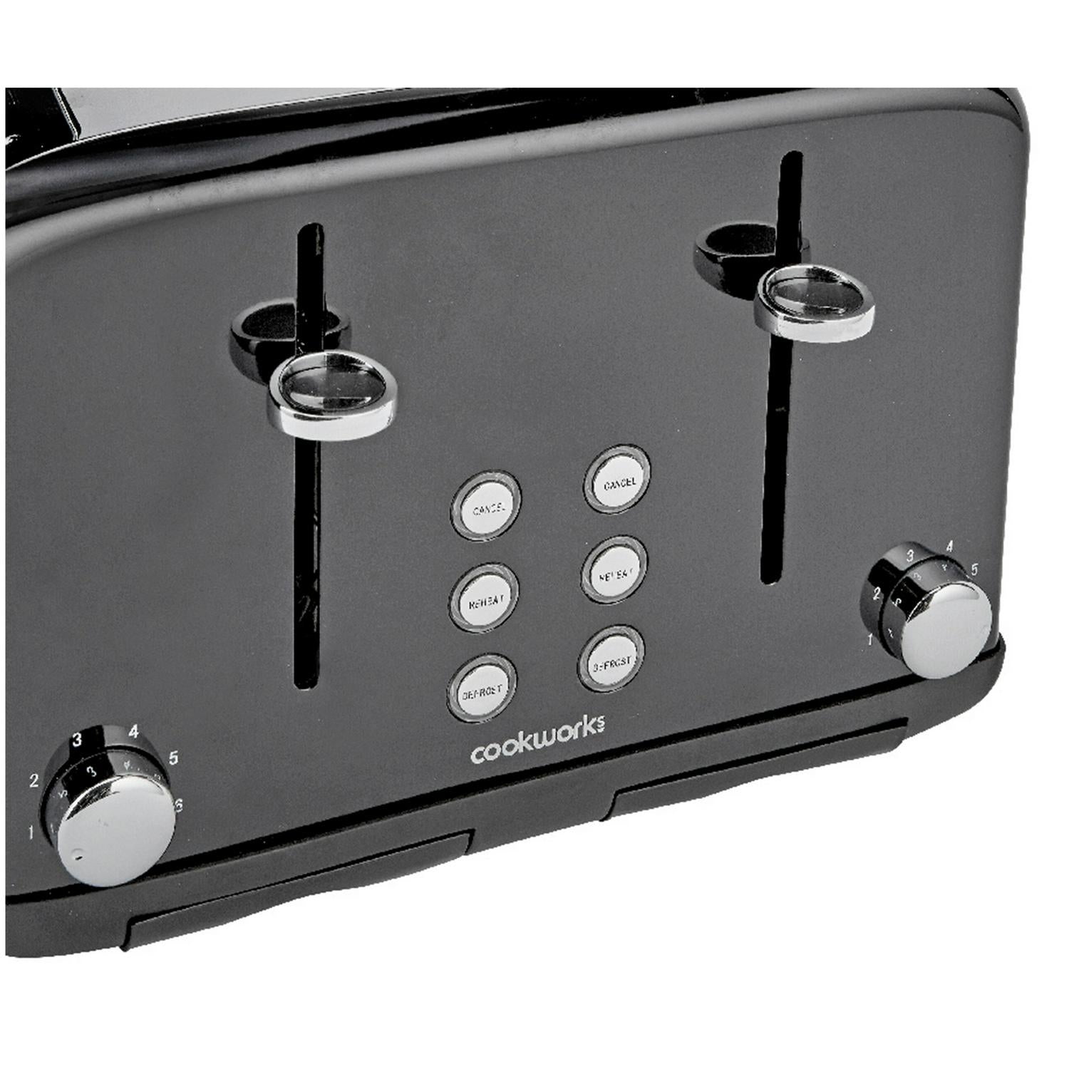 Cookworks Metal Pyramid 4 Slice Toaster Black - British product