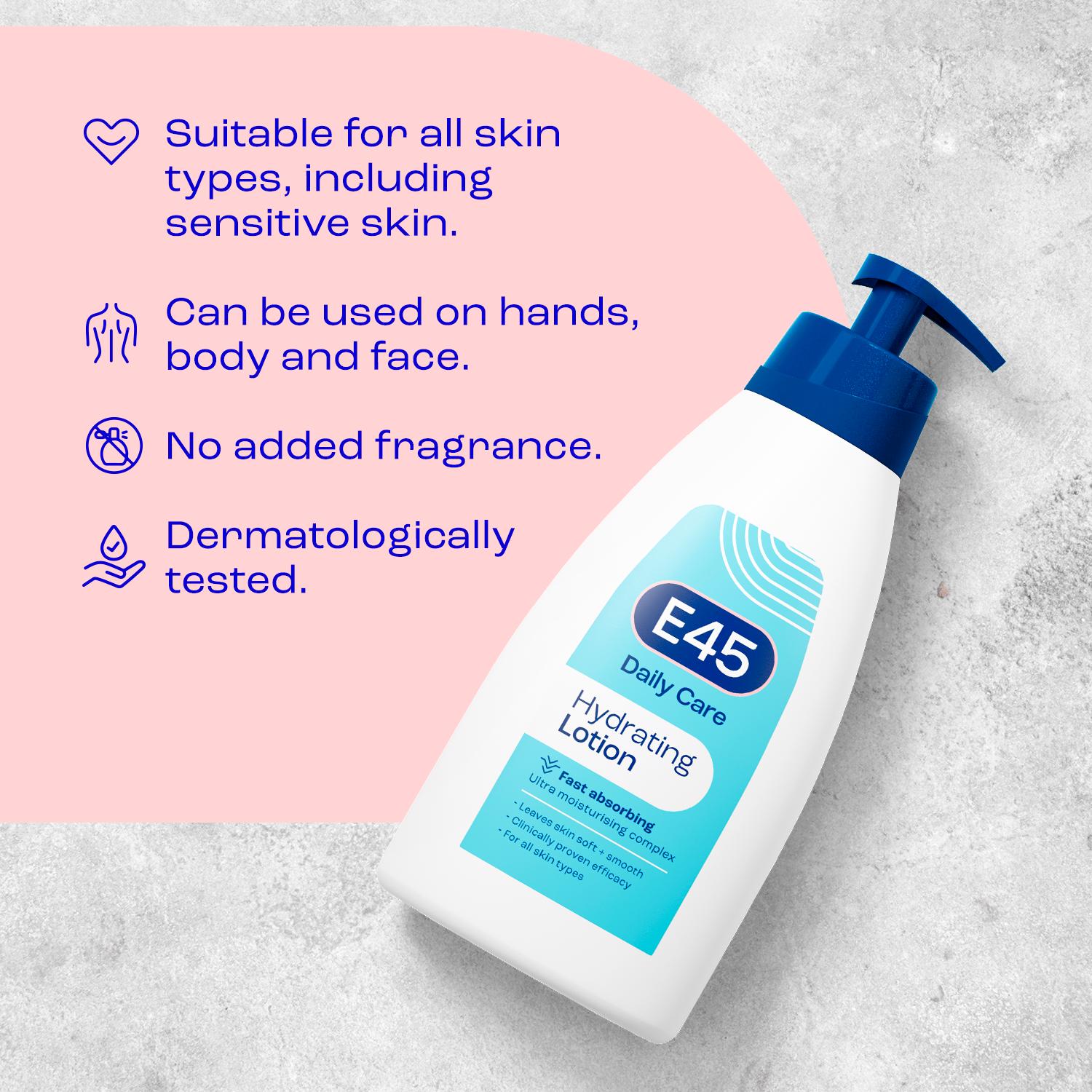 E45 Daily Non Greasy Moisturiser Body Lotion 400ml - British product
