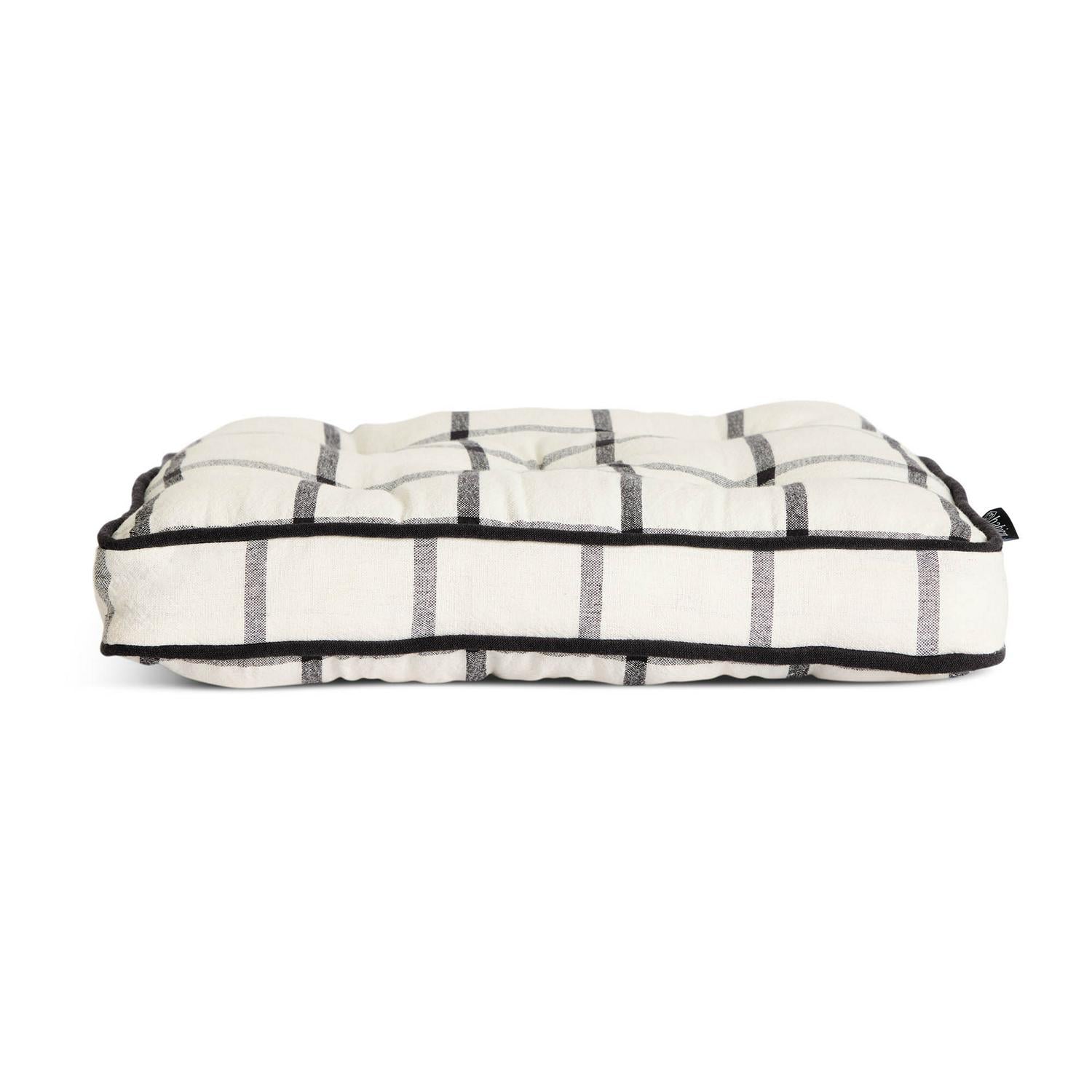 Woven Cotton Check Seat Cushion Pair for Wooden Chairs 40cm x 40cm