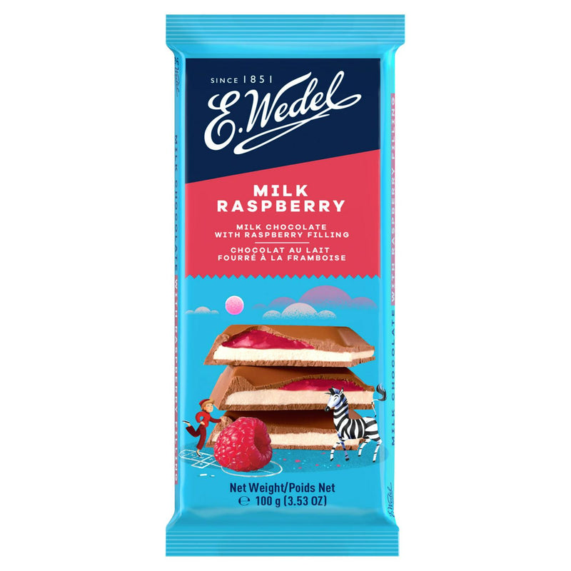 E. Wedel milk chocolate bar raspberry filling 100g - British product
