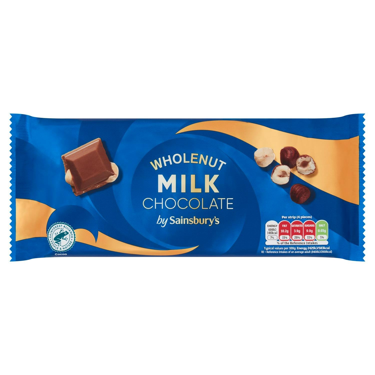 Sainsbury's milk chocolate bar whole hazelnuts 200g (British brand)