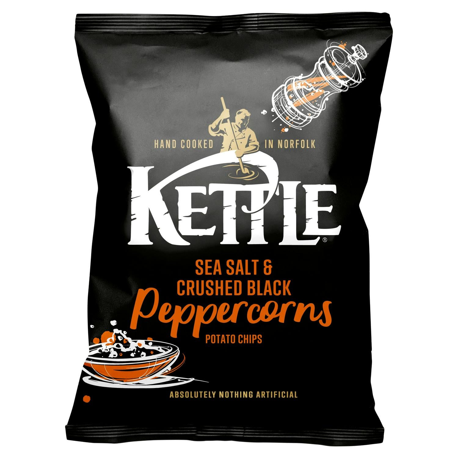 Kettle Sea Salt & Crushed Black Peppercorn Chips 40g, UK version