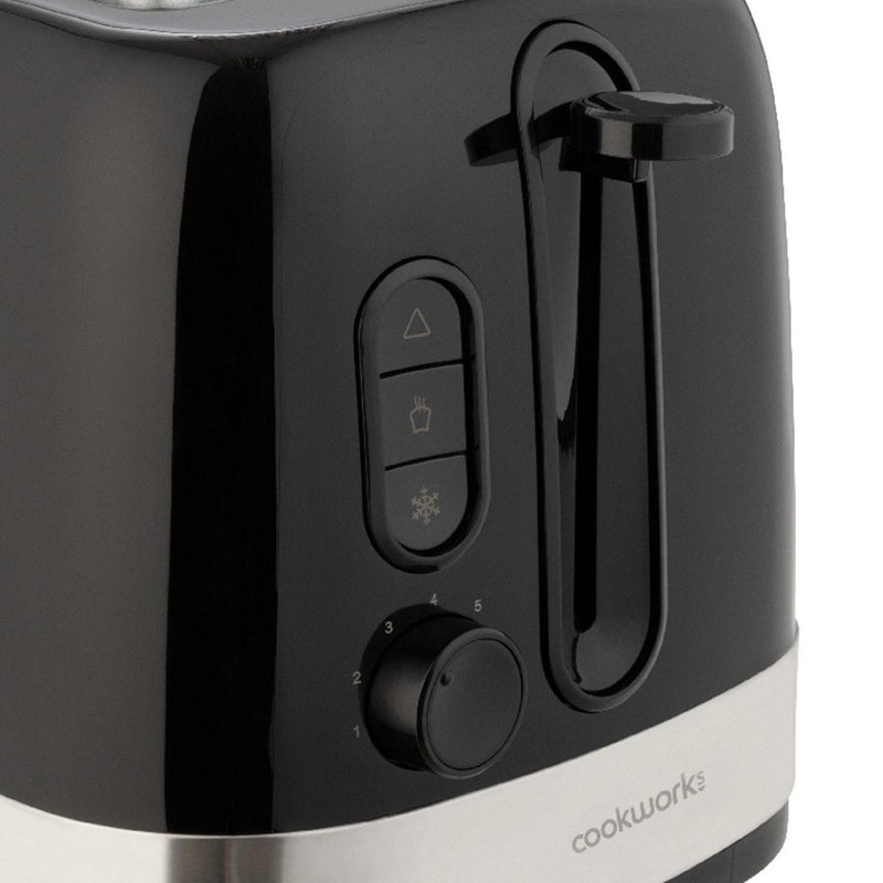 Cookworks illuminated black 2 slice toaster - British product
