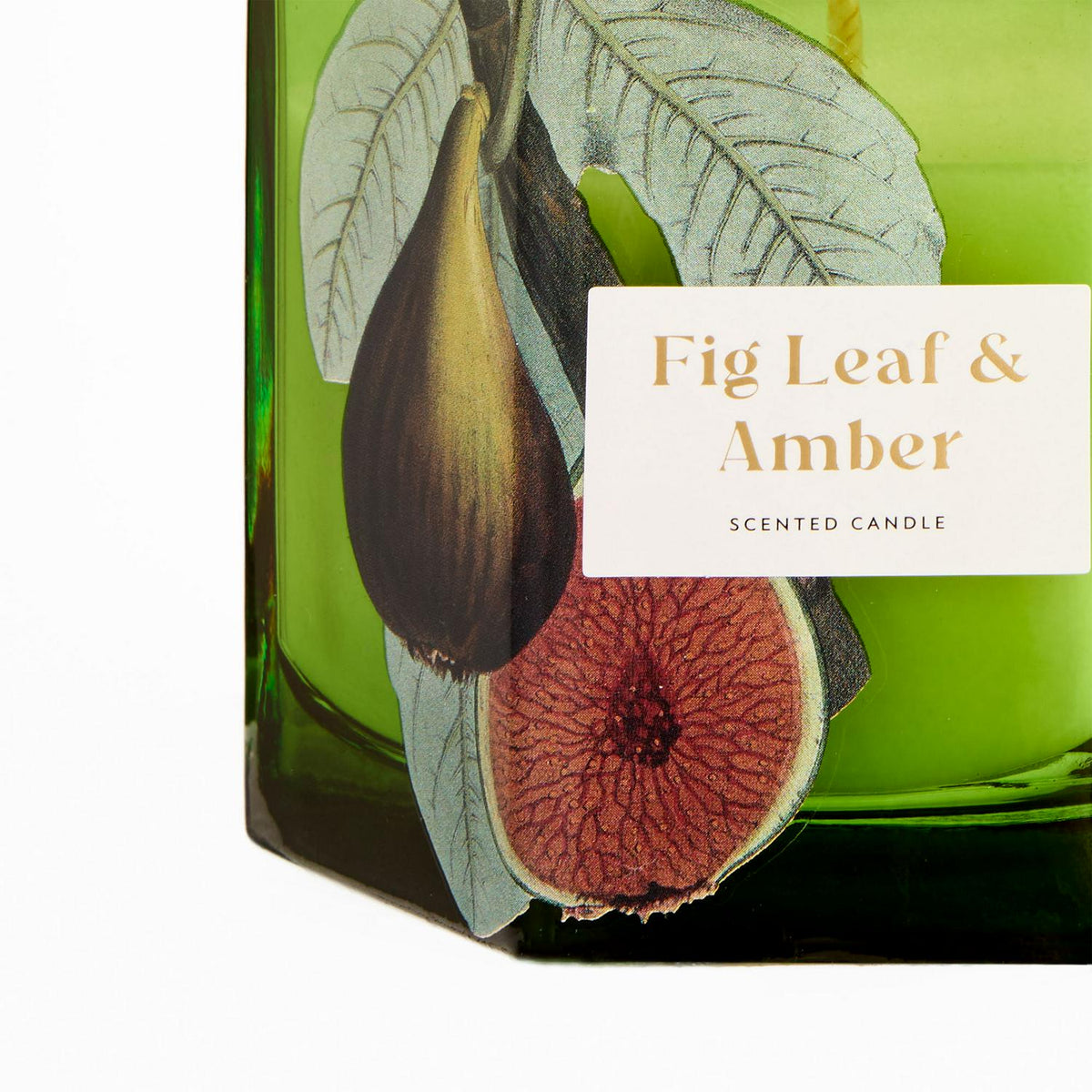 Fig Leaf and Amber Scented Boxed Candle with Hexagonal Glass Holder 160g