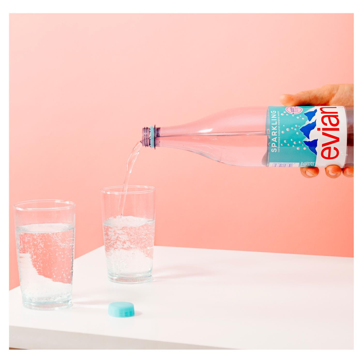 Evian Sparkling Natural Bottled Mineral Water 1L