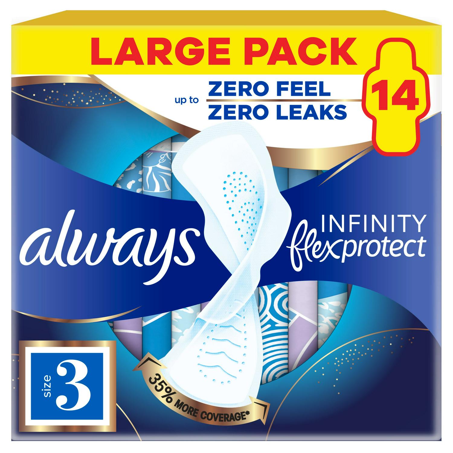 Always Flexprotect Sanitary Towels Night Size 3 with Wings Pads x14