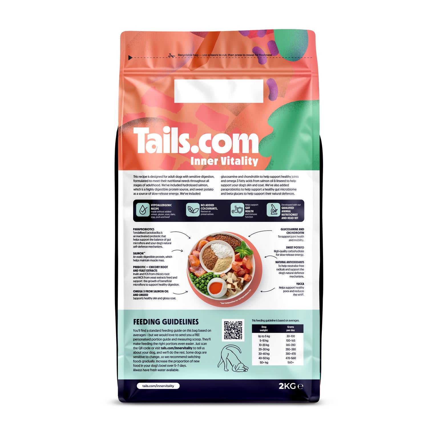 Tails.com salmon dry dog food sensitive 2kg (British brand)