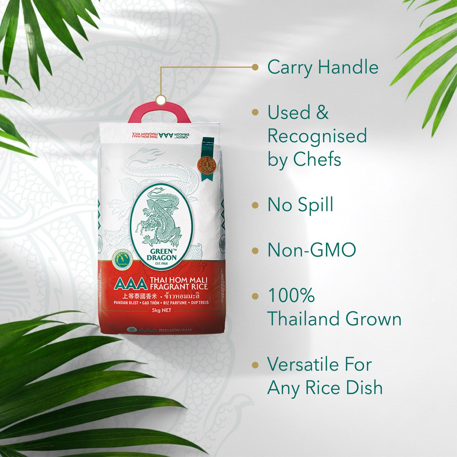 Green Dragon Thai Hom Mali Fragrant Rice 5kg, UK version