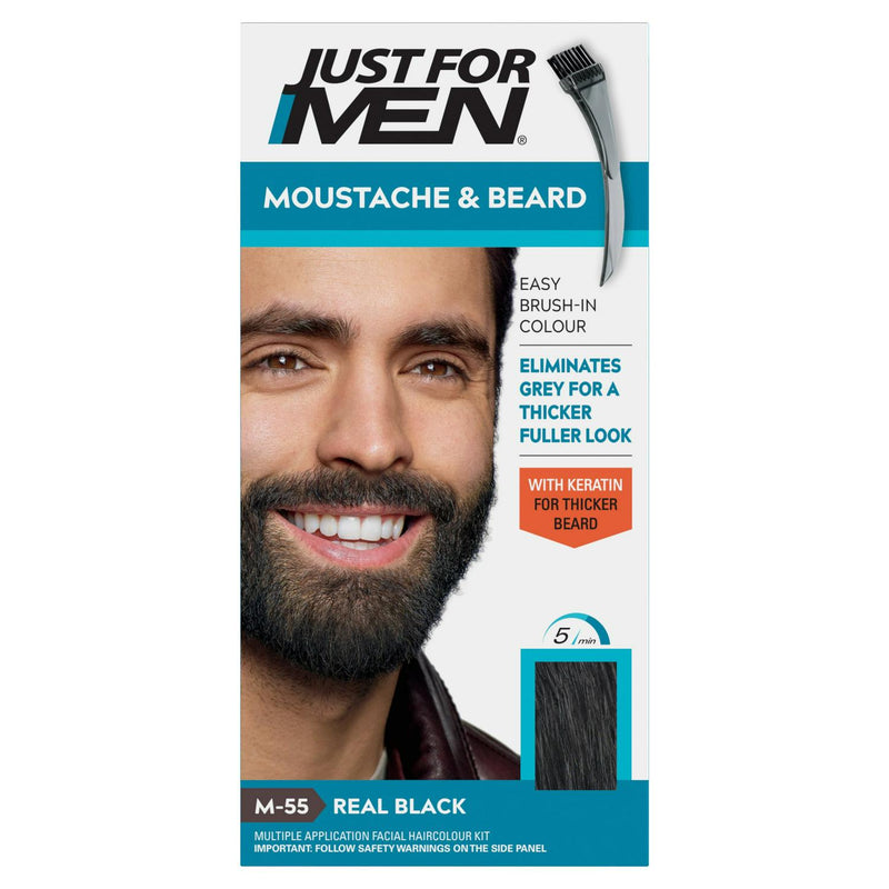 Just For Men moustache and beard brush-in colour gel in real black, UK version