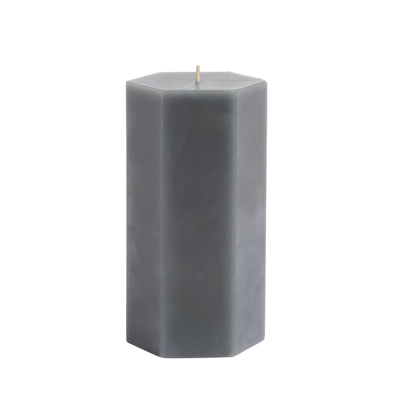 Habitat Large Hexagon Pillar Candle - Grey