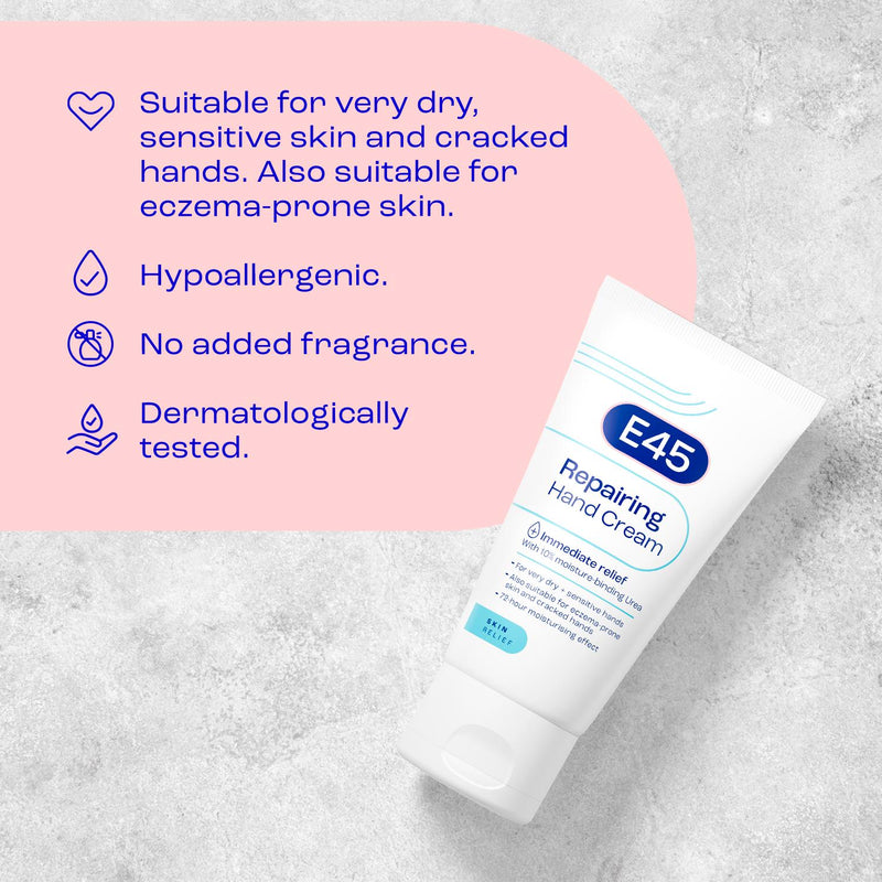 E45 Repairing Hand Cream 50ml tube helps repair dry skin - British product
