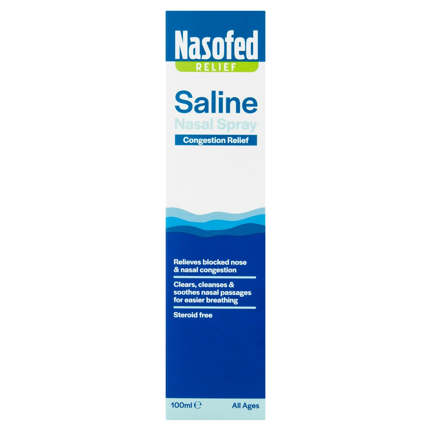 Nasofed Relief Saline Nasal Spray All Ages 100ml, imported from the UK