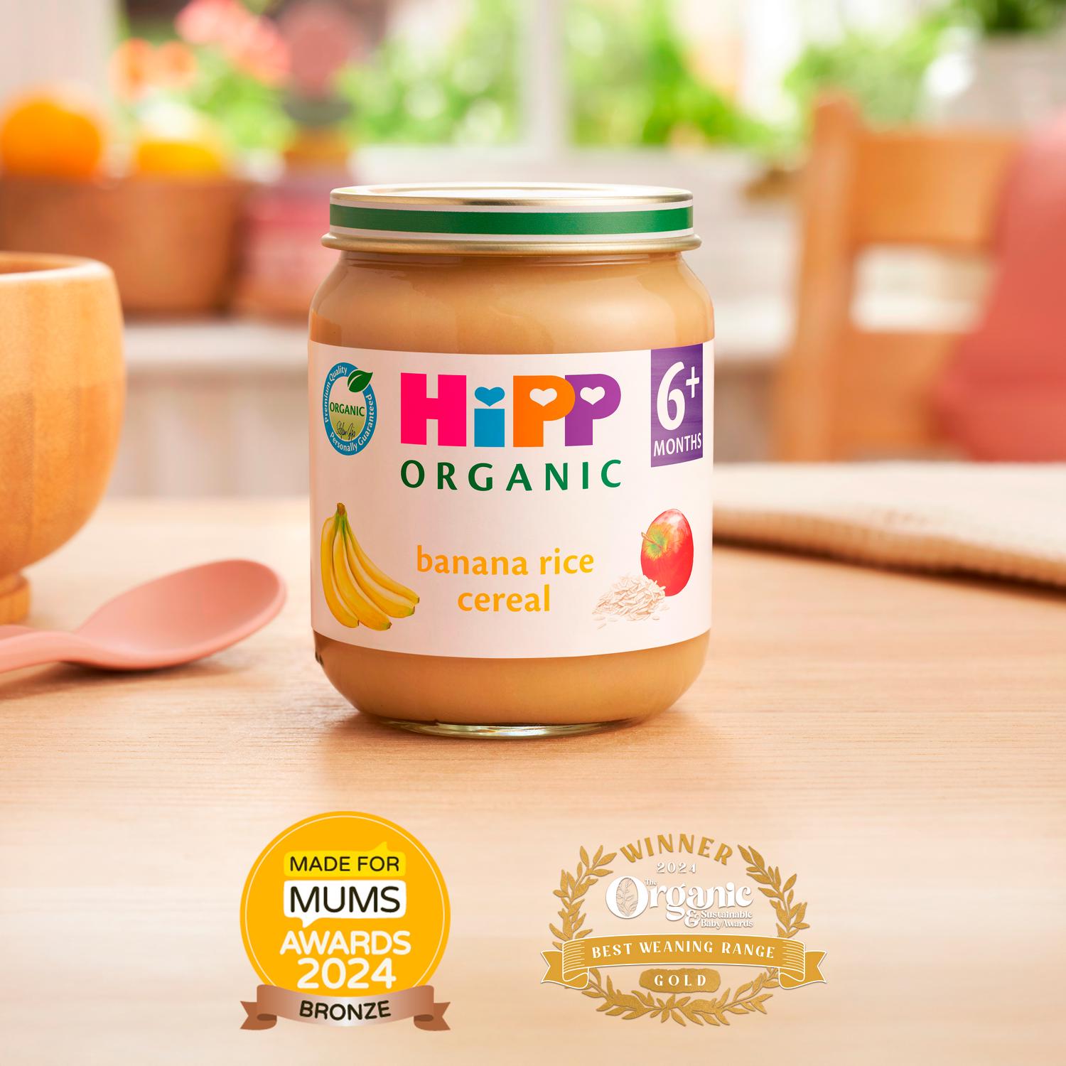 HiPP Organic Banana Rice Cereal 125g Jar, imported from the UK