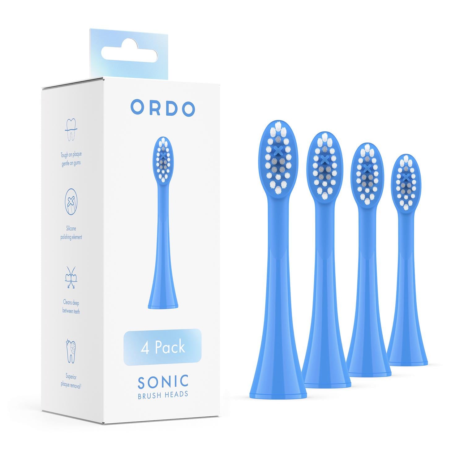 Ordo Sonic replacement brush heads 4 pack, imported from the UK