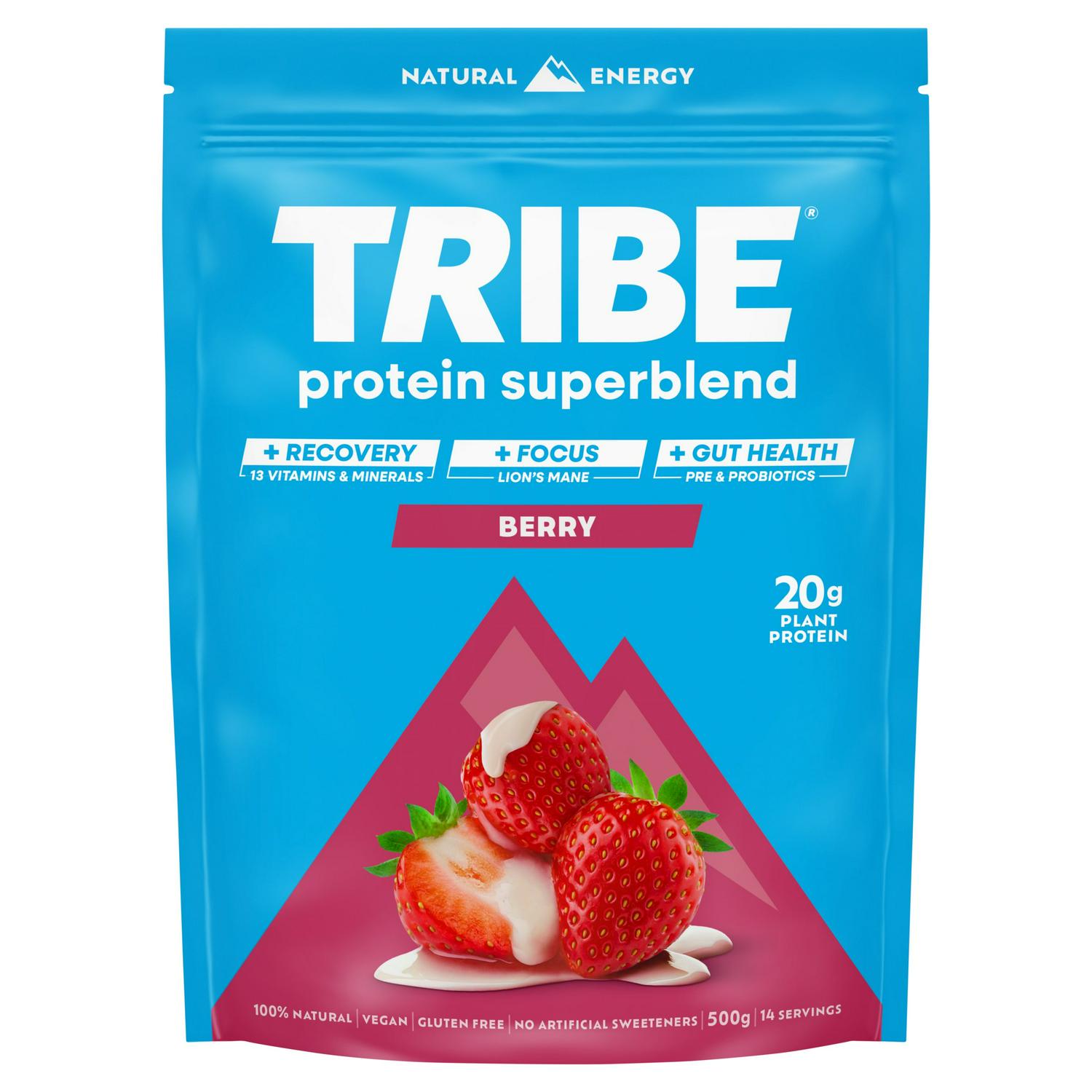 Tribe Berry Protein Superblend 500g Pouch (British brand)