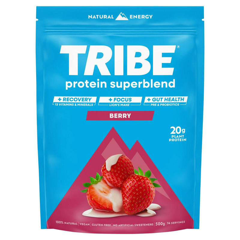 Tribe Berry Protein Superblend 500g Pouch (British brand)