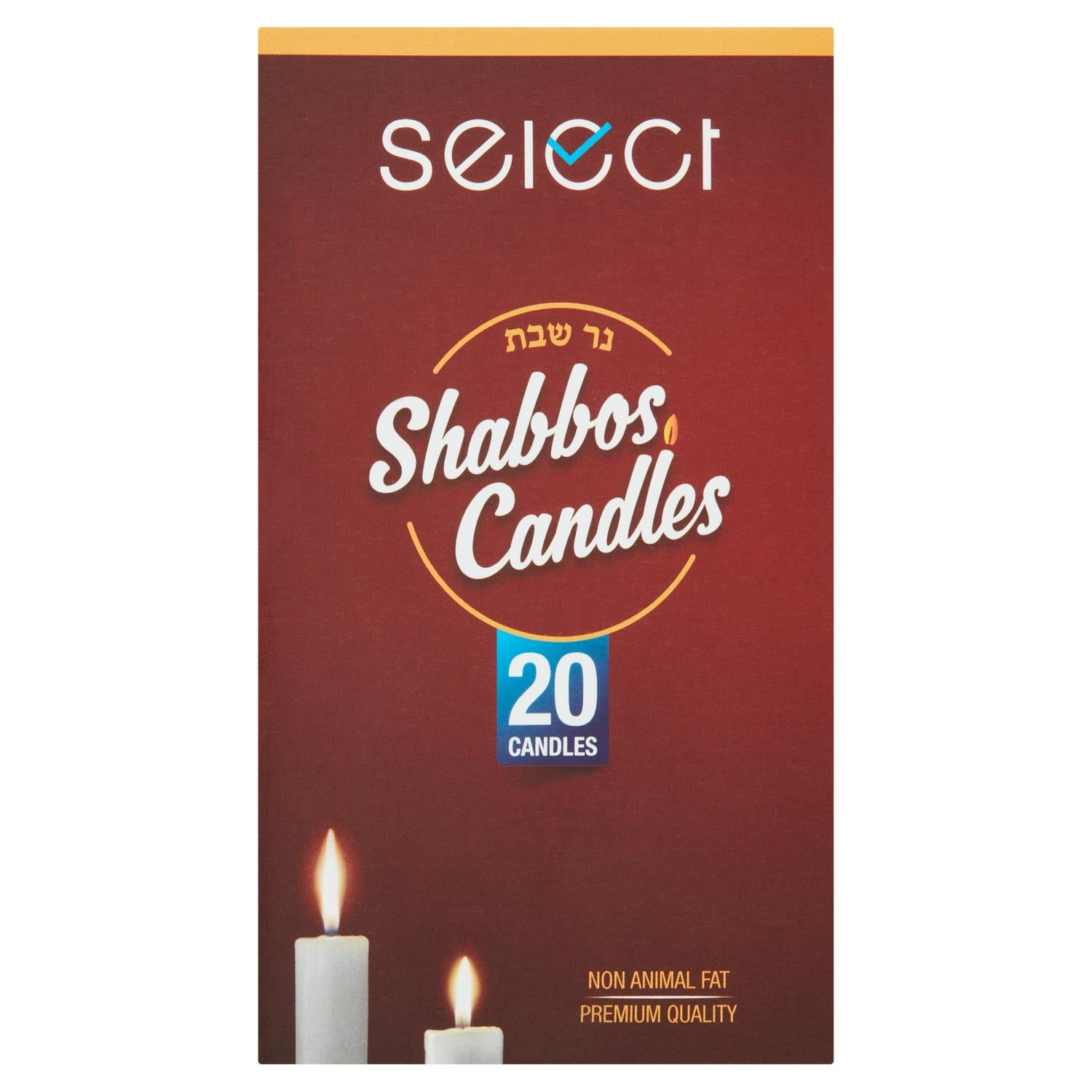 Select Shabbos Candles Dripless Wax Pack of 20 (British brand)