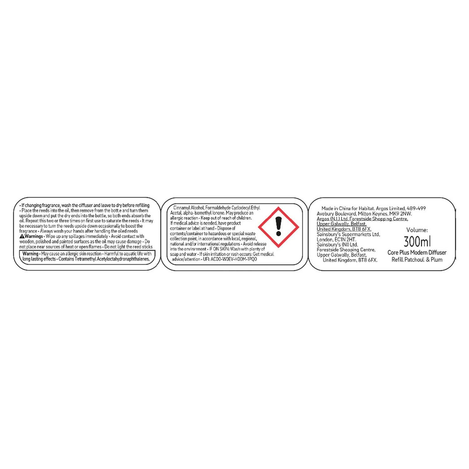 Habitat Diffuser Refill Patchouli & Plum 300ml, UK version