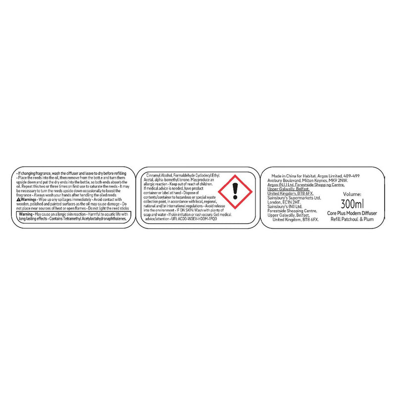 Habitat Diffuser Refill Patchouli & Plum 300ml, UK version