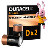 Duracell Plus Alkaline D Batteries, pack of 2