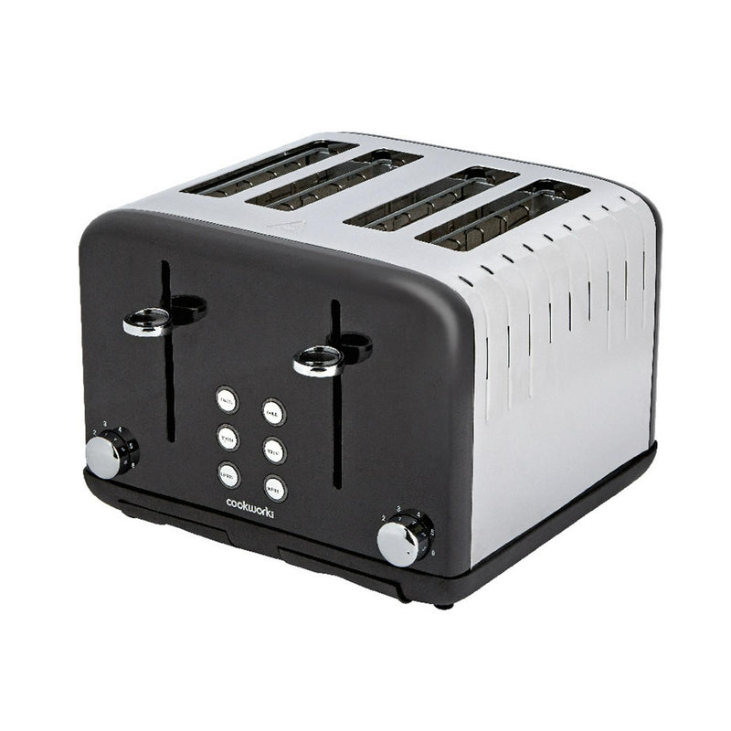 Cookworks Metal Pyramid 4 Slice Toaster Black - British product