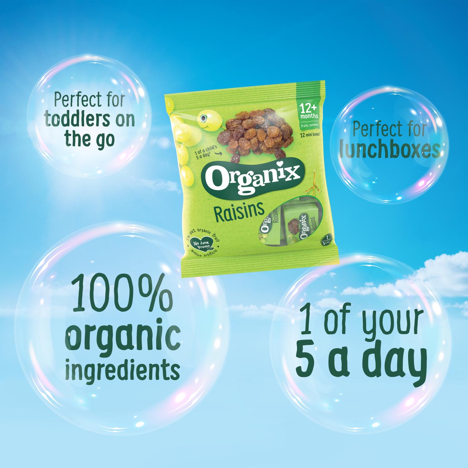Organix mini organic raisin snack boxes 12x14g (British brand)