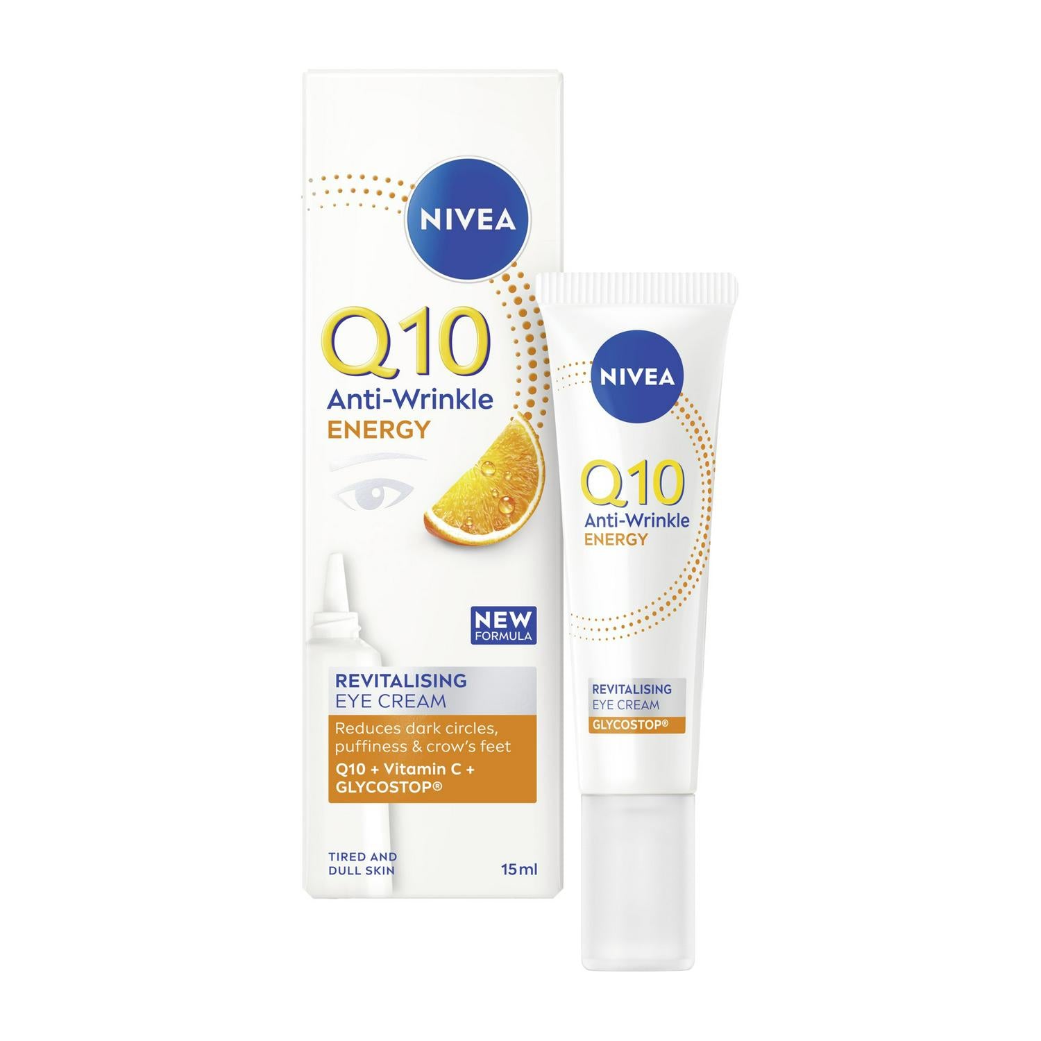 Nivea eye cream Q10 Energy Fresh Look 15ml, imported from the UK