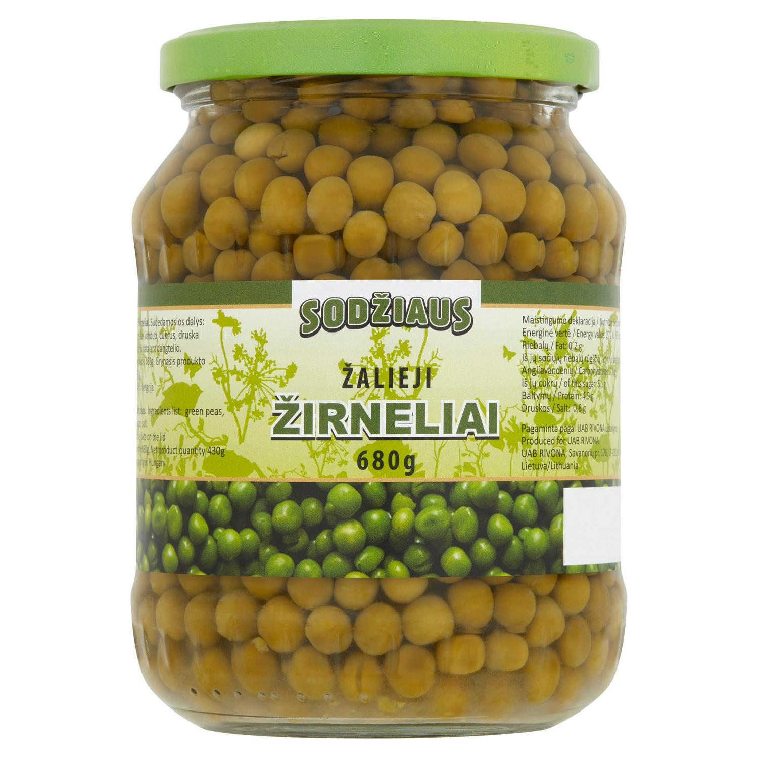 Sodziaus Canned Green Peas 680 Grams (British brand)