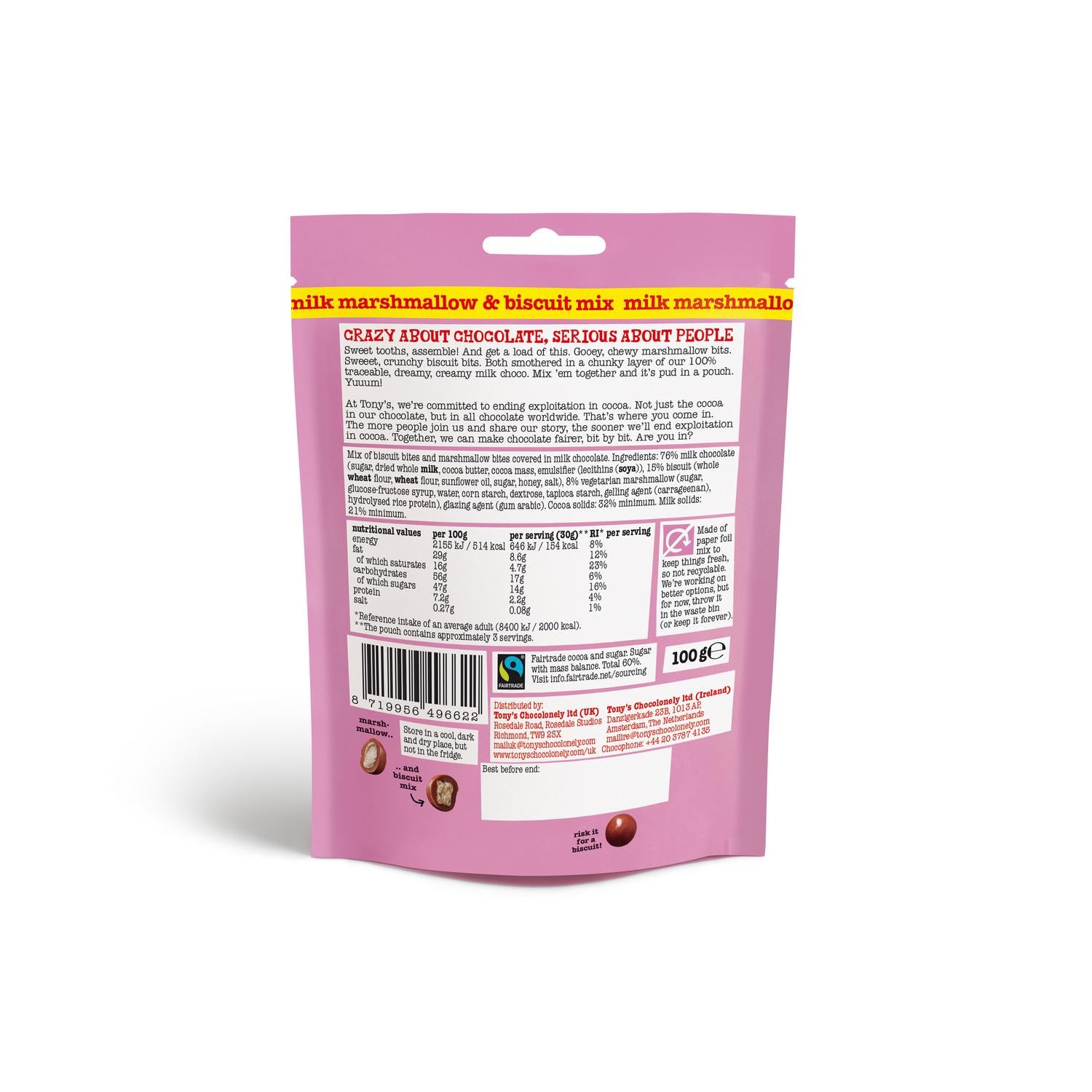 Tony's Chocolonely Littl' Bits Milk Marshmallow Mix 100g (British brand)